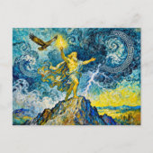 Zeus on Stormy Rocks with Lightning Bolt and Eagle ポストカード (正面)