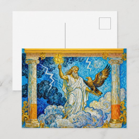 Zeus with Eagle and Lightning in Temple Gate Among ポストカード (正面/裏面)