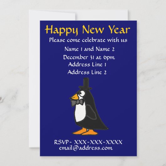 ZF- 大晦日パーティーの招待状 ペンギン 招待状 (正面)