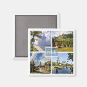 zFJ003 FIJI, Mosaic, Oceania,冷蔵庫 マグネット (正面/裏面)