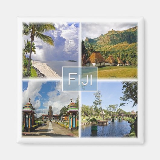 zFJ003 FIJI, Mosaic, Oceania,冷蔵庫 マグネット (正面)