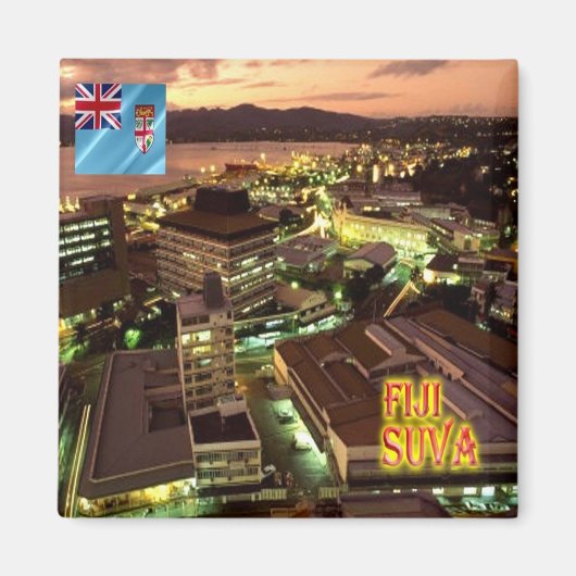 zFJ005 FIJI, Suva at Night,オセアニア,冷蔵庫 マグネット (正面)