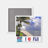 zFJ007 FIJI I Love, Oceania,冷蔵庫 マグネット (正面/裏面)