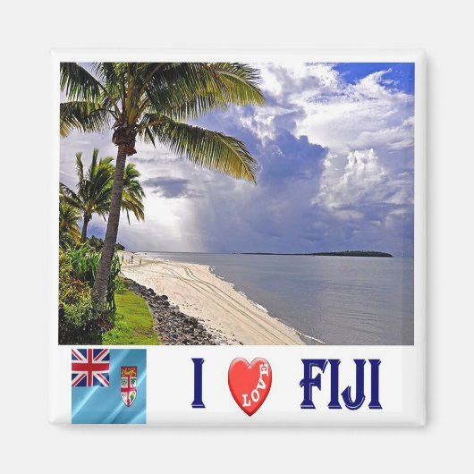 zFJ007 FIJI I Love, Oceania,冷蔵庫 マグネット (正面)