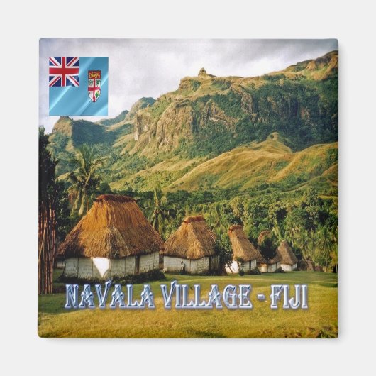 zFJ010 FIJI, NAVALA Village,オセアニア,冷蔵庫 マグネット (正面)