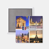 zFR018 PARIS By Night,冷蔵庫 マグネット (正面/裏面)