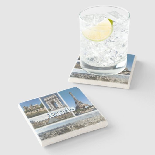 zFR032 TOURエッフェルとパリ、フランス、ヨーロッパ、 ストーンコースター (横)