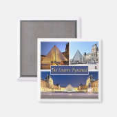 zFR047ルーブルピラミッド、パリ、フランス、冷蔵庫 マグネット (正面/裏面)