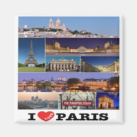 zFR057 PARIS "I Love"，フランス，冷蔵庫 マグネット (正面)