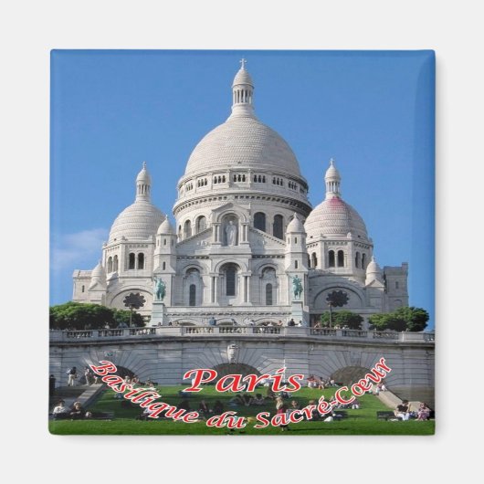 zFR062 Basilica MONTMARTRE，パリ，フランス，冷蔵庫 マグネット (正面)