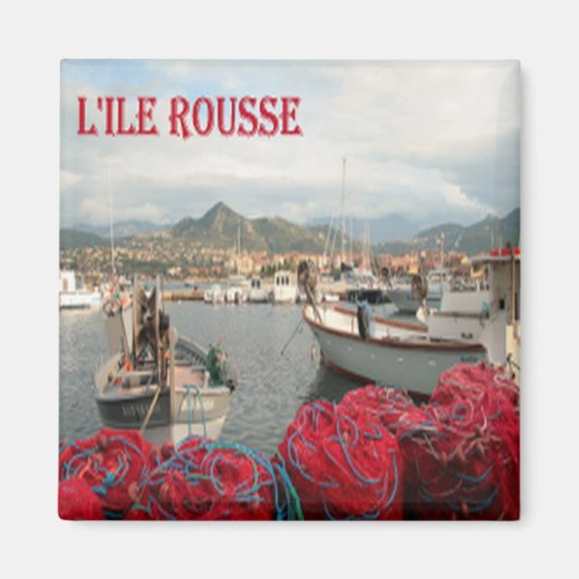 zFR114 L'ILE ROUSSE Corsica、冷蔵庫 マグネット (正面)