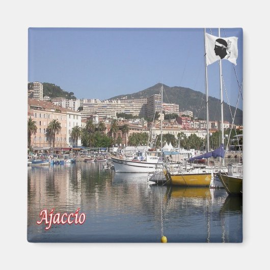 zFR129 AJACCIO harbor, Corsica,冷蔵庫 マグネット (正面)