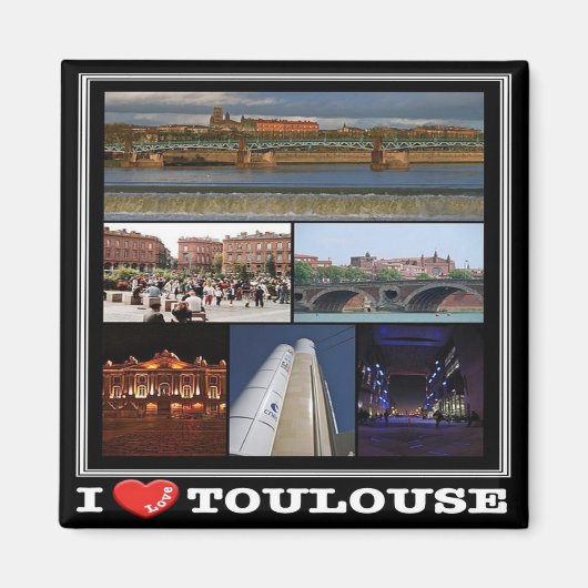 zFR137 TOULOUSE "I Love"，フランス，冷蔵庫用マグネット マグネット (正面)