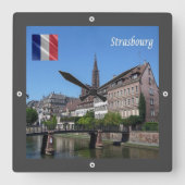 zFR142 STRASBOURG,フランス, スクエア壁時計 (正面)