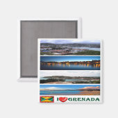 zGD003 GRENADA I Love, Mosaic, America,冷蔵庫 マグネット (正面/裏面)
