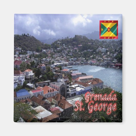 zGD005 SAINT GEORGE, Grenada，アメリカ，冷蔵庫 マグネット (正面)