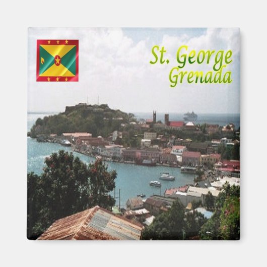 zGD006 SAINT GEORGE, Grenada，アメリカ，冷蔵庫 マグネット (正面)