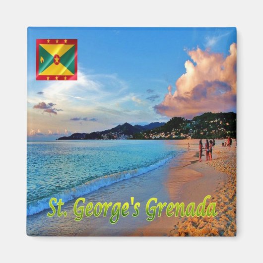 zGD007 SAINT GEORGE, Grand Ans, Grenada,冷蔵庫 マグネット (正面)