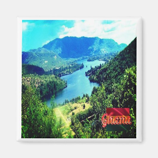 zGH006 GHANA, Volta Lake，アフリカ，冷蔵庫 マグネット (正面)