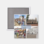 zGH008 GHANA，モザイク，アフリカ，冷蔵庫 マグネット (正面/裏面)