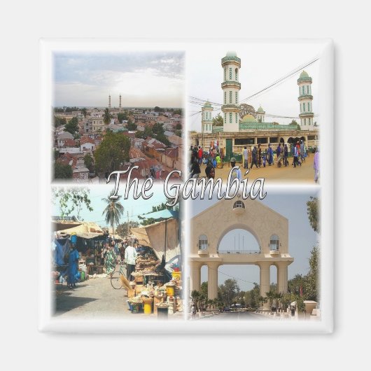 zGM009 GAMBIA，モザイク，アフリカ，冷蔵庫 マグネット (正面)