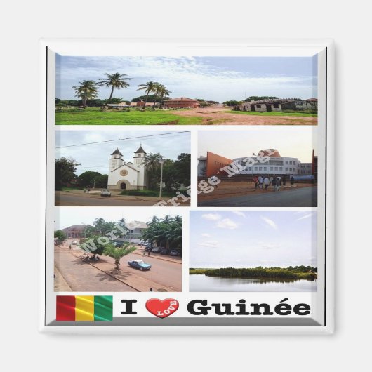 zGN010 GUINEA I Love，モザイク，アフリカ，冷蔵庫 マグネット (正面)