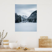 Zgornje Jezersko凍ってい，スロの山と湖 ポスター (キッチン)