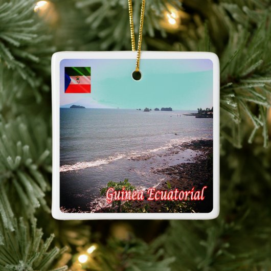 zGQ005赤道ギニア、パノラマ、アフリカ、 セラミックオーナメント (ツリー)