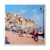 zGR004 HYDRA – ポートでミューズ – ギリシャ –  タイル (正面)