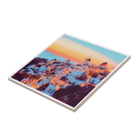 zGR011 SANTORINI、ギリシャ、 タイル (側面)