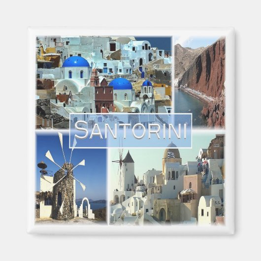 zGR019 SANTORINI, Σαντορίνη，ギリシャ，冷蔵庫 マグネット (正面)