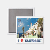zGR031 SANTORINI I Love, Oia，ギリシャ，冷蔵庫 マグネット (正面/裏面)