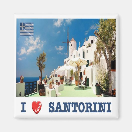 zGR031 SANTORINI I Love, Oia，ギリシャ，冷蔵庫 マグネット (正面)