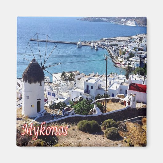 zGR049 MYKONOS – パノラマ – ギリシャ – 冷蔵庫 マグネット (正面)