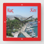 zGR055 KOS、ギリシャ、 スクエア壁時計 (正面)