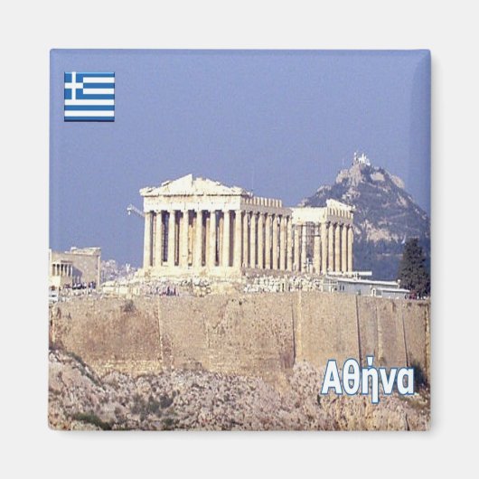 zGR067 ATENE Parthenon，ギリシャ，冷蔵庫 マグネット (正面)