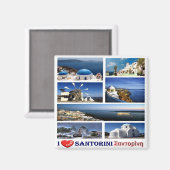 zGR069 SANTORINI I Love，ギリシャ，冷蔵庫 マグネット (正面/裏面)