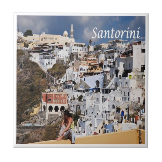zGR075 SANTORINI Thera，ギリシャ， タイル (正面)