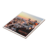 zGR077 SANTORINI Oia Sunset，ギリシャ， タイル (側面)