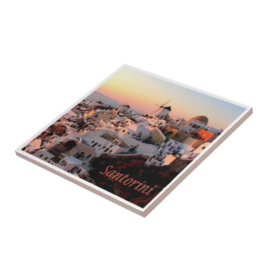 zGR077 SANTORINI Oia Sunset，ギリシャ， タイル (側面)