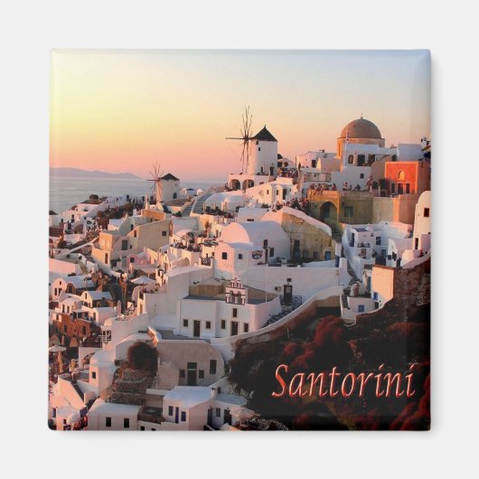 zGR077 SANTORINI - Oia Sunset – ギリシャ – 冷蔵庫 マグネット (正面)