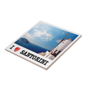 zGR086 SANTORINI, I Love,ギリシャ, タイル