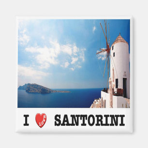 zGR086 SANTORINI, I Love,ギリシャ,冷蔵庫 マグネット