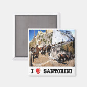 zGR087 SANTORINI I Love，ギリシャ，冷蔵庫 マグネット (正面/裏面)