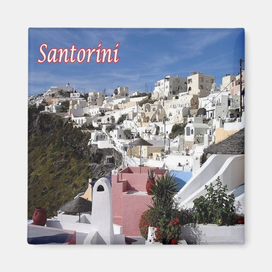 zGR089 SANTORINI Firostefani,ギリシャ,冷蔵庫 マグネット (正面)