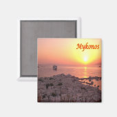 zGR107 MYKONOSパノラマ，ギリシャ，冷蔵庫 マグネット (正面/裏面)