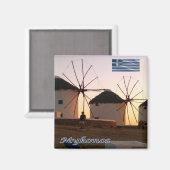 zGR110 MYKONOS，ウィンドミル，ギリシャ，冷蔵庫 マグネット (正面/裏面)