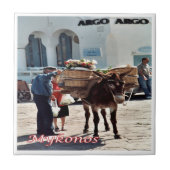 zGR119 MYKONOS Donkey，ギリシャ， タイル (正面)