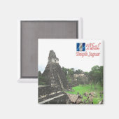zGT015 TIKAL, Temple Jaguar，グアテマラ，冷蔵庫 マグネット (正面/裏面)