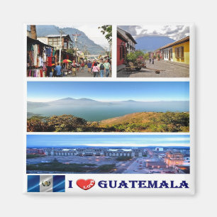 zGT017 GUATEMALA I Love, Mosaic, America,冷蔵庫 マグネット